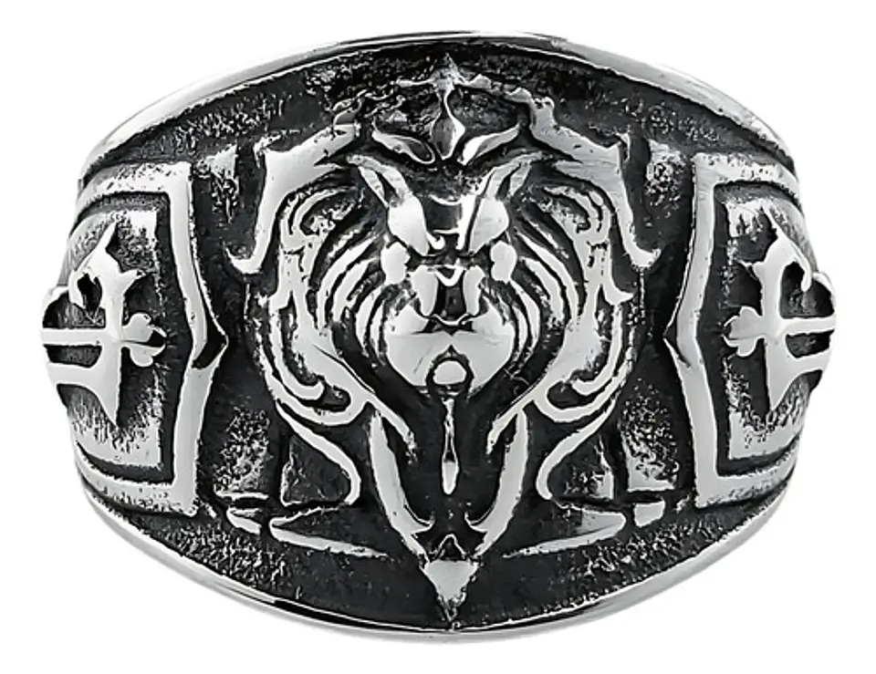 Anillo Realeza León Color Plata Acero Inoxidable Para Hombre 1