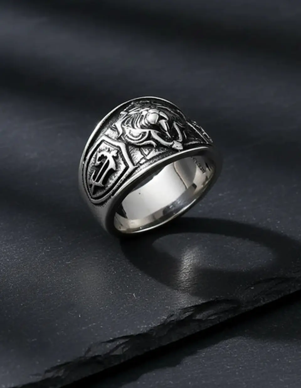 Anillo Realeza León Color Plata Acero Inoxidable Para Hombre 10