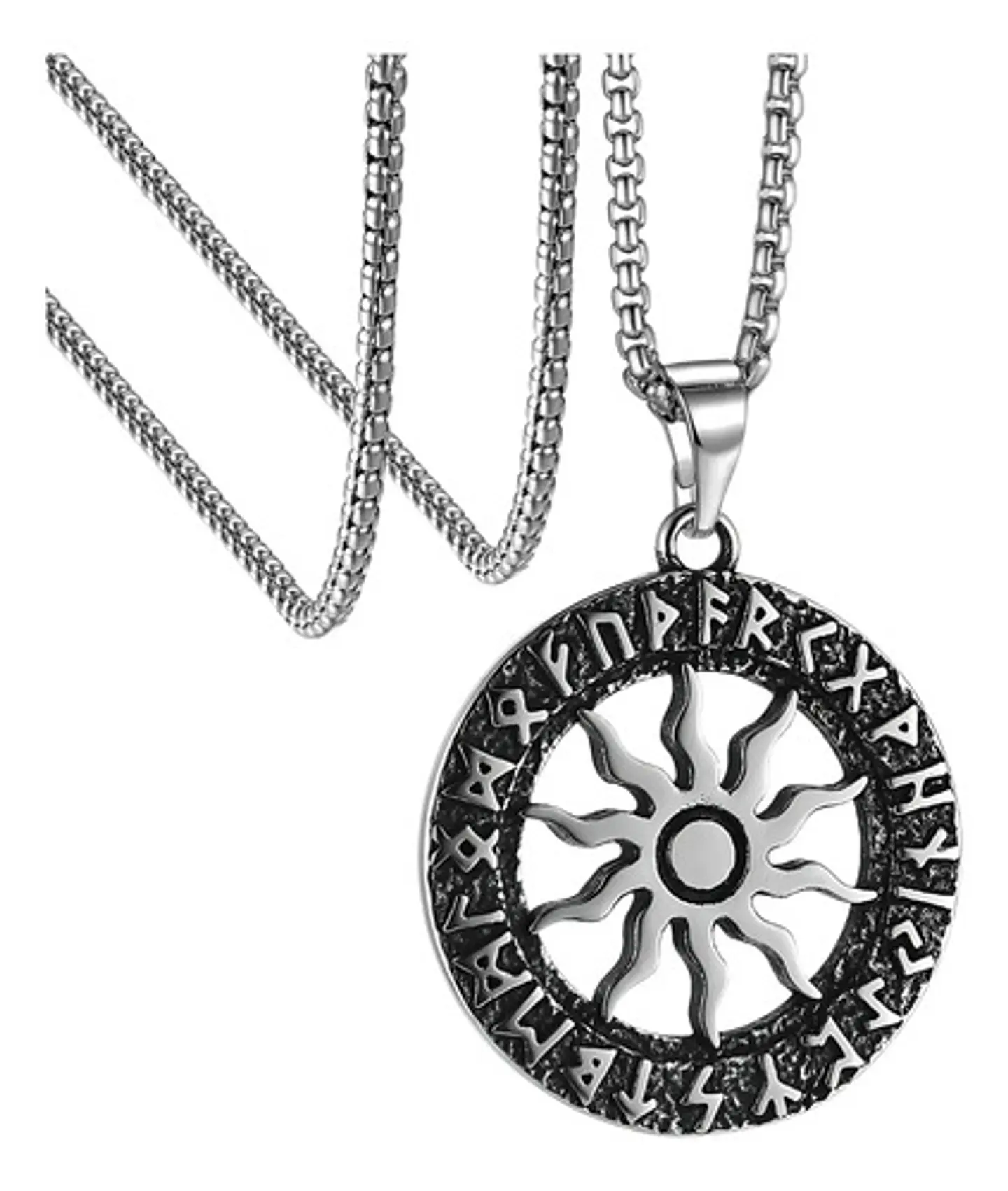Collar Para Hombres Y Mujeres Dije Vikingo Sol Nórdico Runas 1