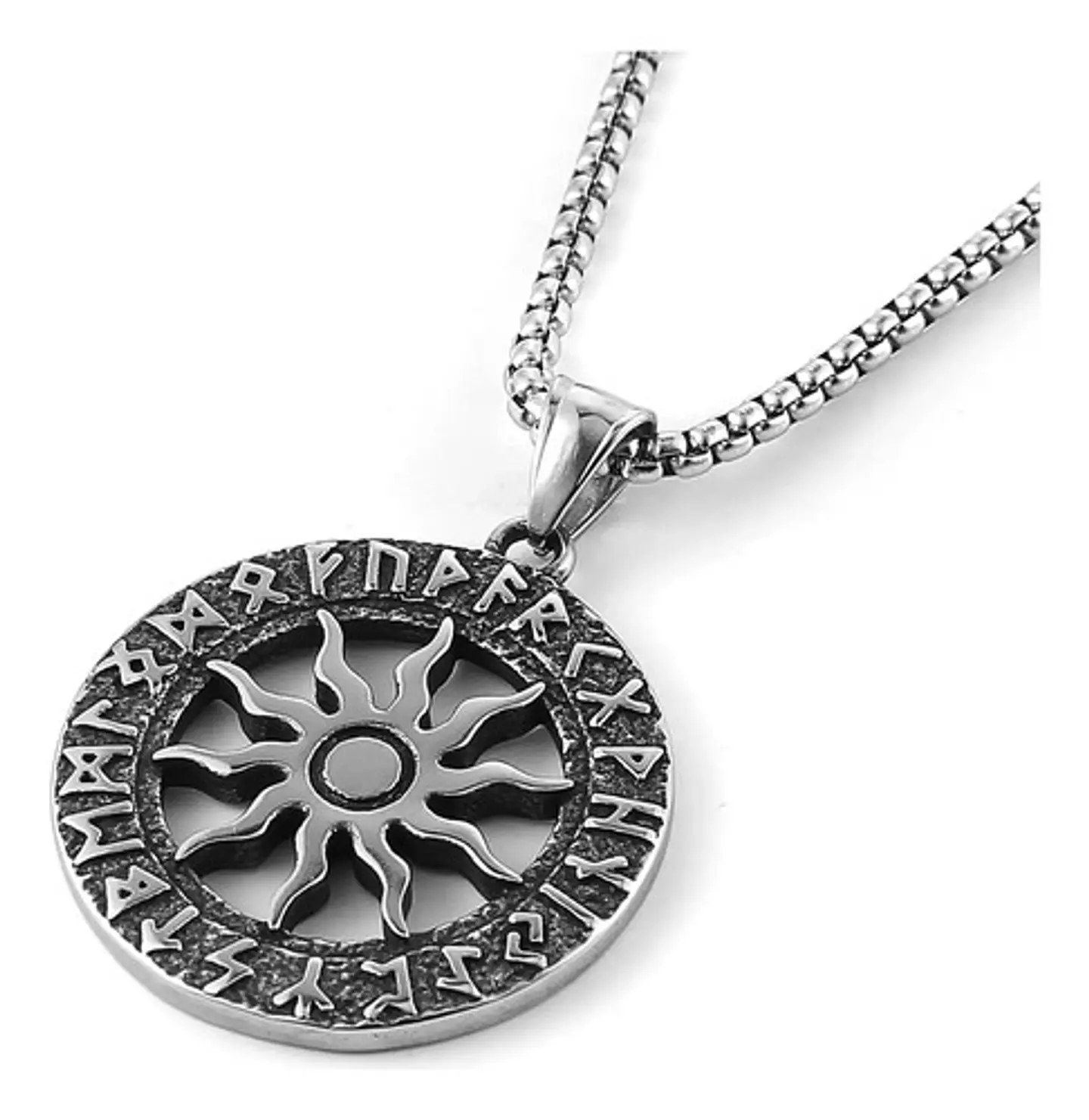 Collar Para Hombres Y Mujeres Dije Vikingo Sol Nórdico Runas 3