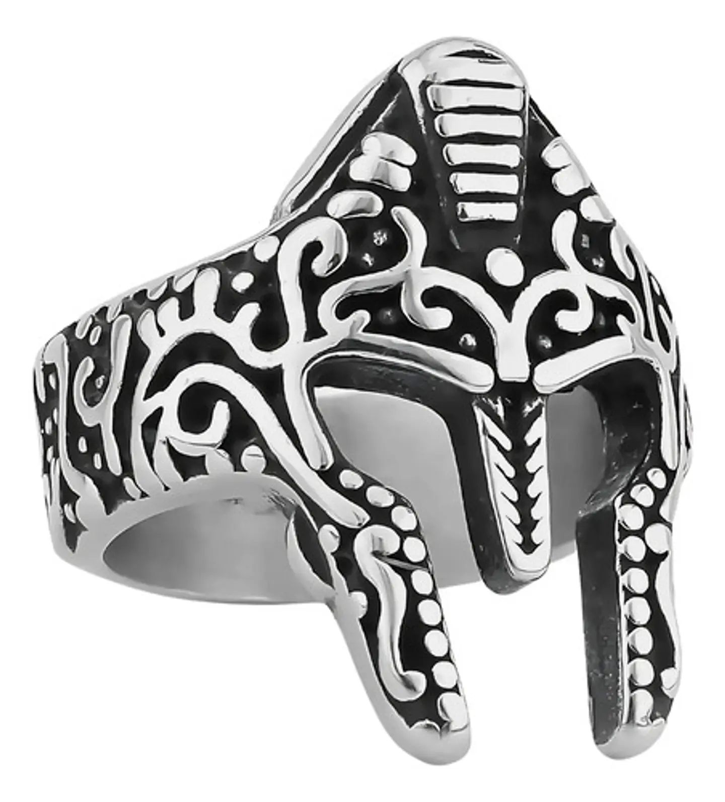 Anillo Color Plata Casco Gladiador Acero Inoxidable Hombre 1