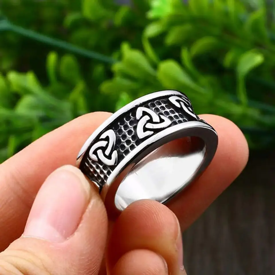 Anillo Odín Escandinavo Nudo Vikingo Acero Inoxidable Hombre 7