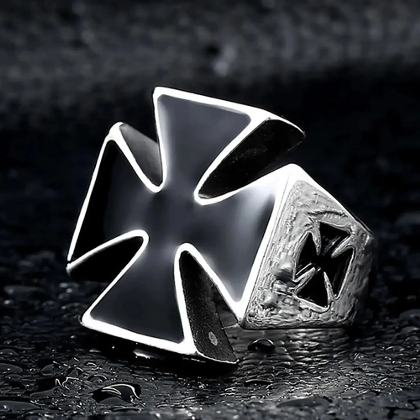Anillo Acero Argolla Inoxidable Cruz Polaca Hierro Hombre 4