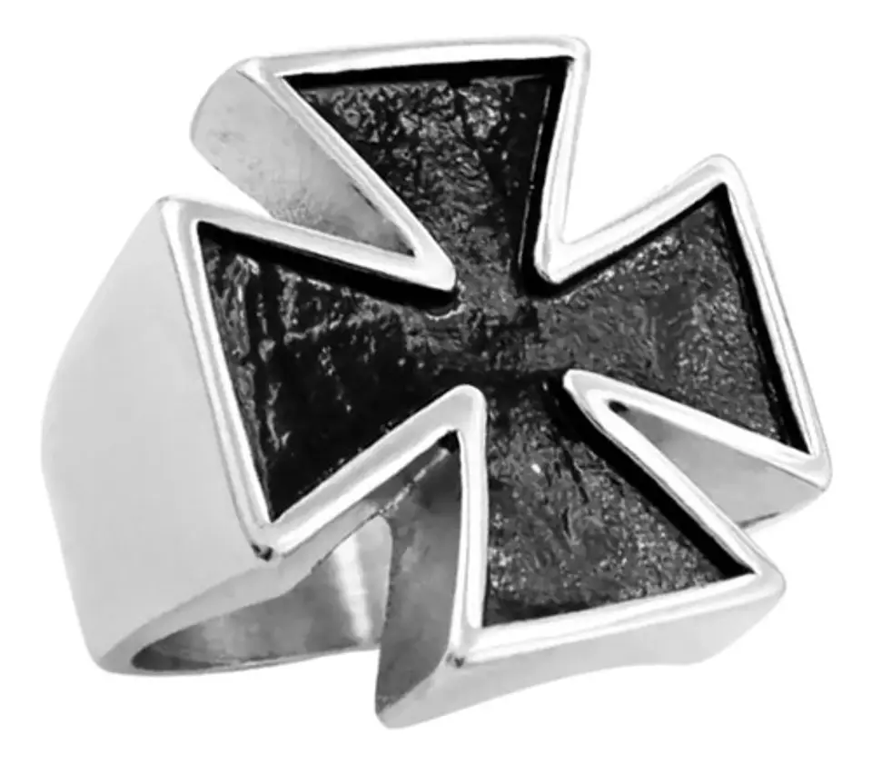 Anillo Acero Argolla Inoxidable Cruz Polaca Hierro Hombre 10