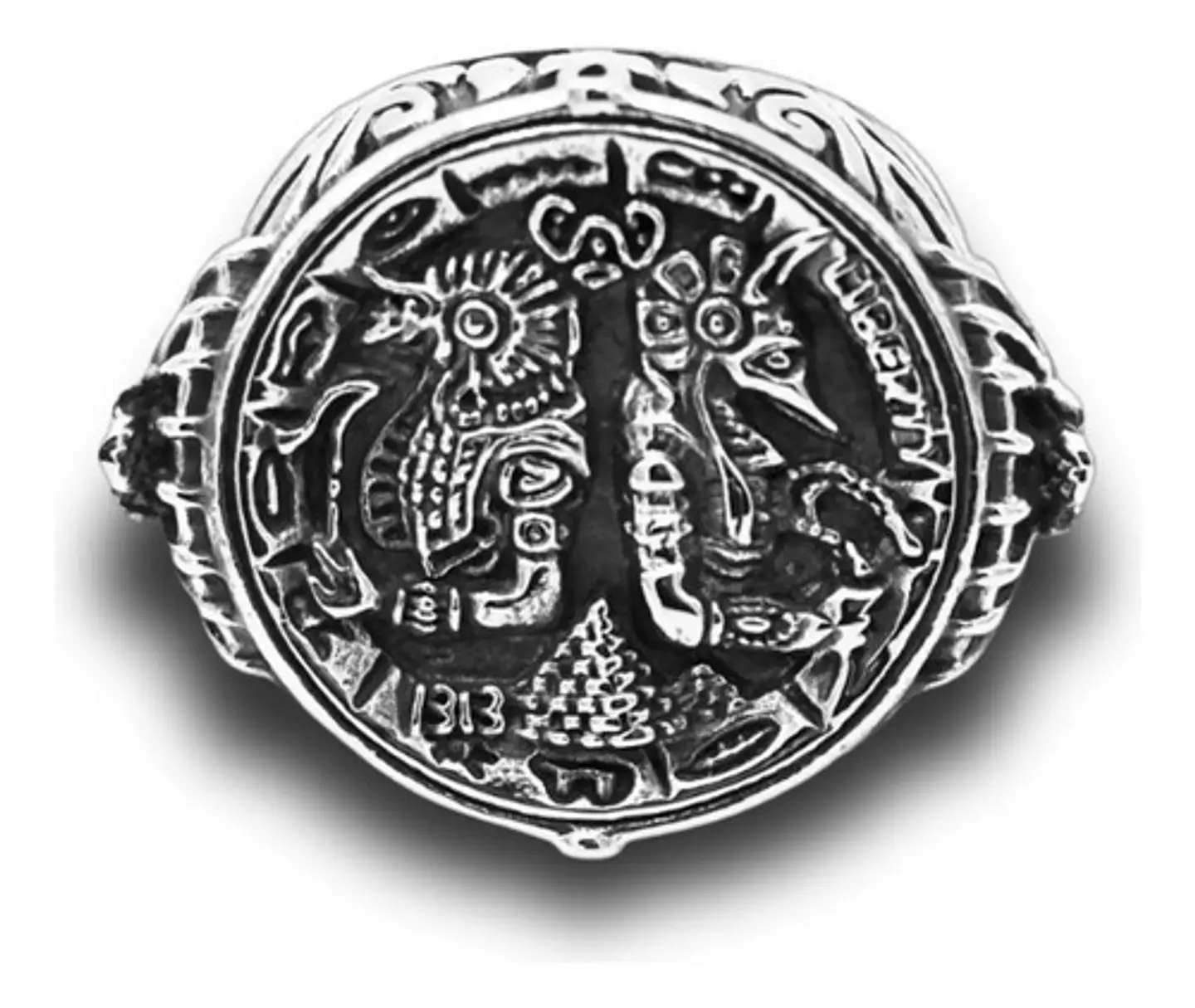 Anillo Acero Inoxidable Dios Anubis Faraón Pirámide Hombre 4