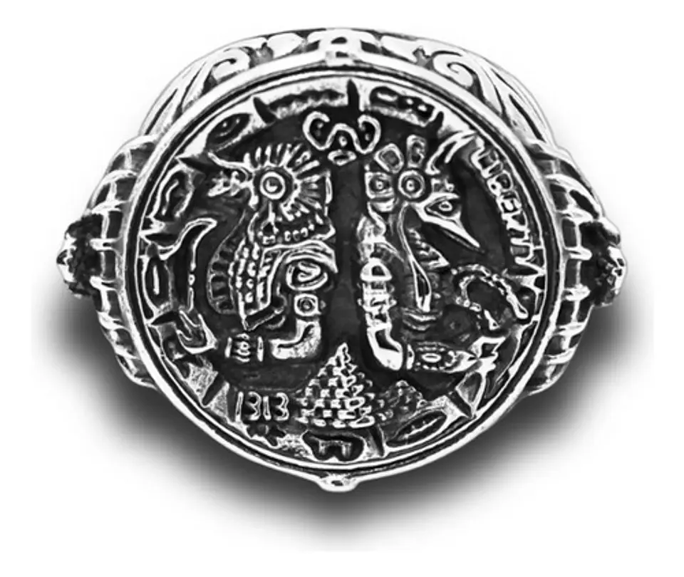 Anillo Acero Inoxidable Dios Anubis Faraón Pirámide Hombre 4