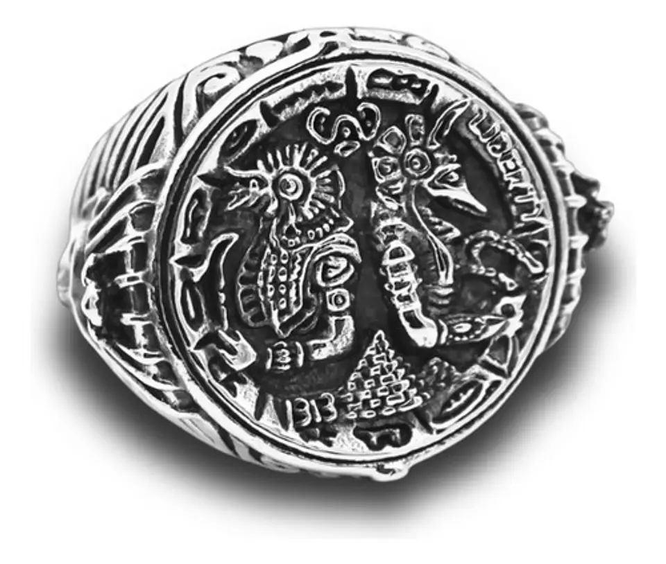 Anillo Acero Inoxidable Dios Anubis Faraón Pirámide Hombre 5