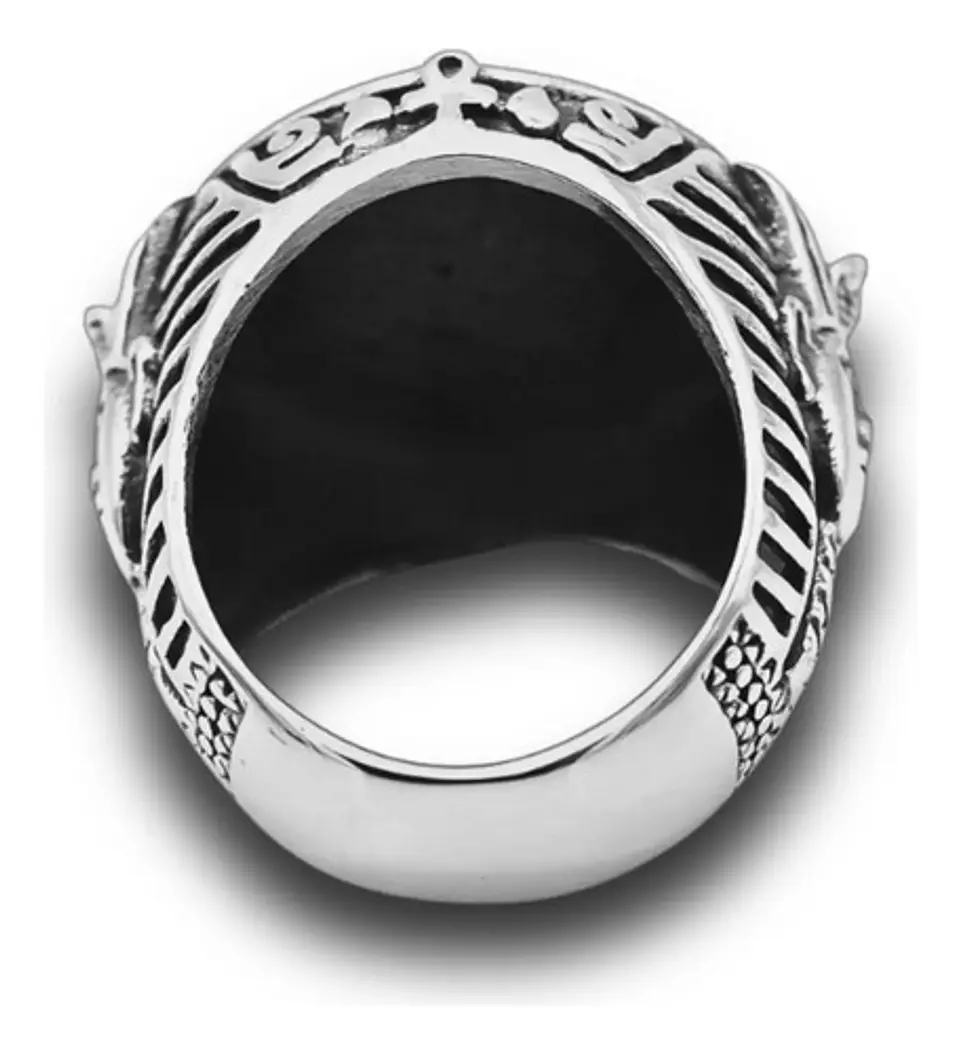 Anillo Acero Inoxidable Dios Anubis Faraón Pirámide Hombre 7