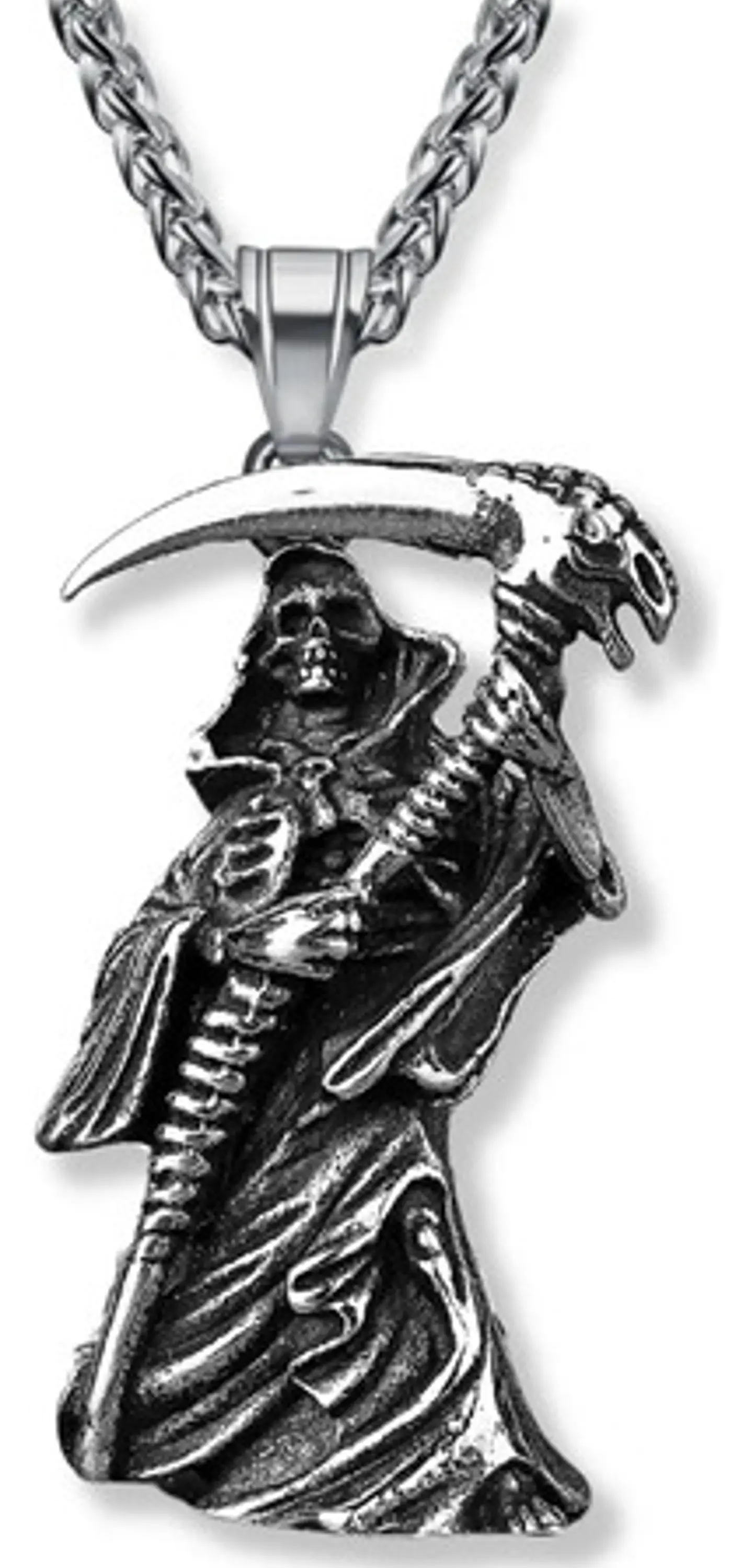 Collar Acero Inoxidable La Muerte Parca Cráneo Skull Hombre 1