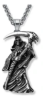 Collar Acero Inoxidable La Muerte Parca Cráneo Skull Hombre - Miniatura 1