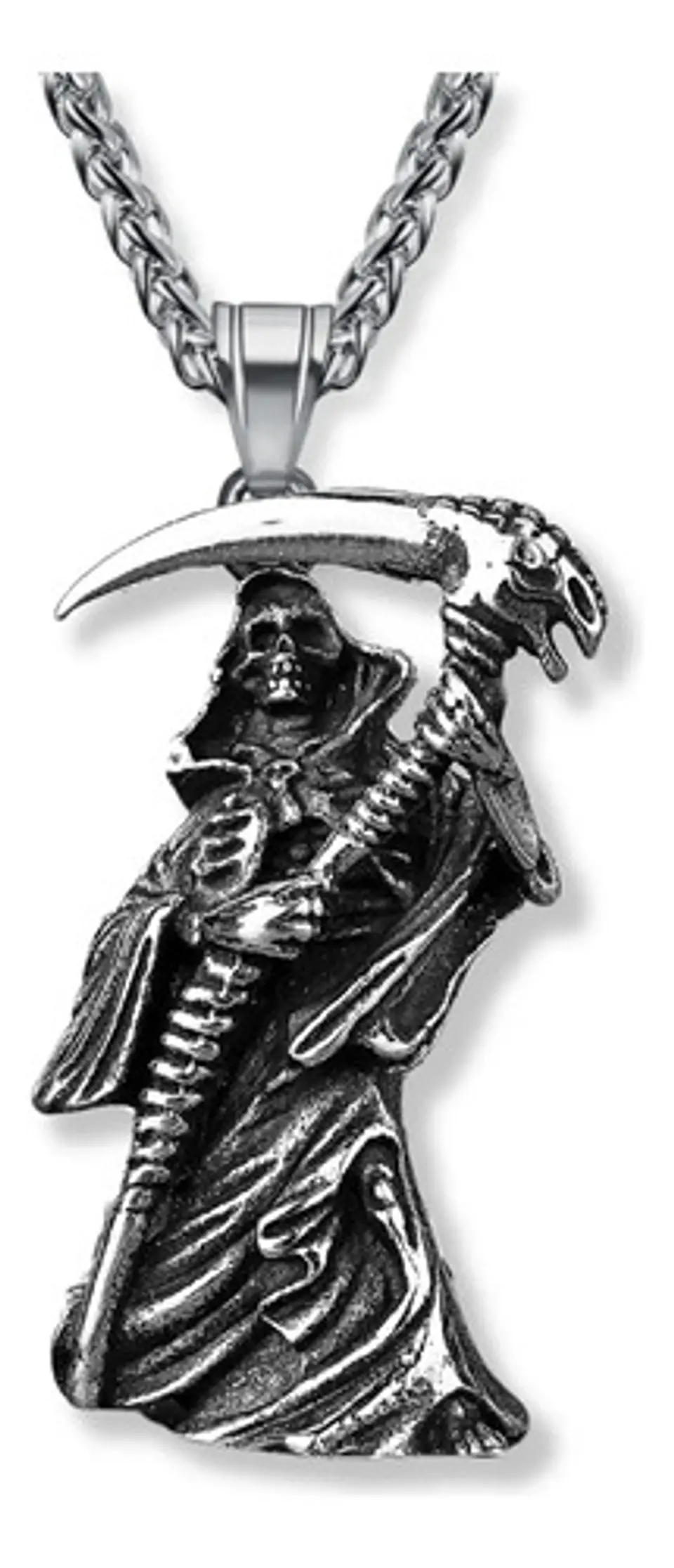Collar Acero Inoxidable La Muerte Parca Cráneo Skull Hombre 1