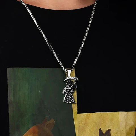 Collar Acero Inoxidable La Muerte Parca Cráneo Skull Hombre