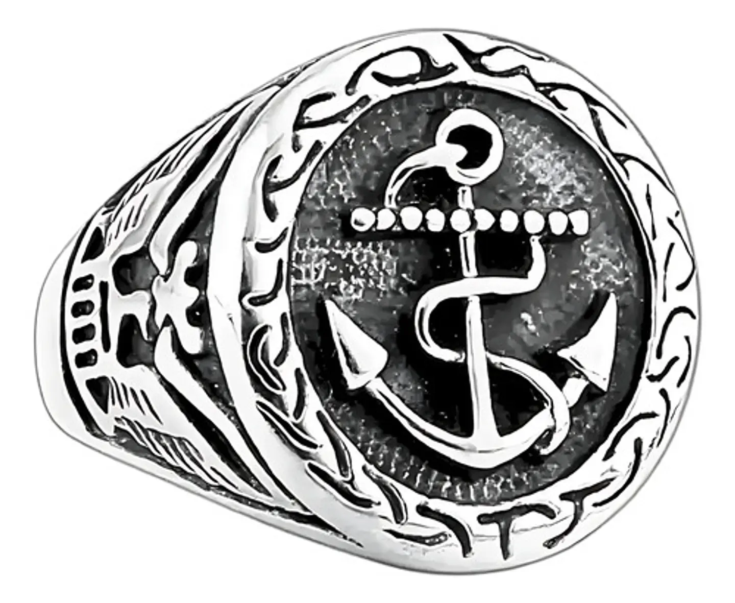 Anillo Acero Inoxidable Ancla Militar U.s Color Plata Hombre 1