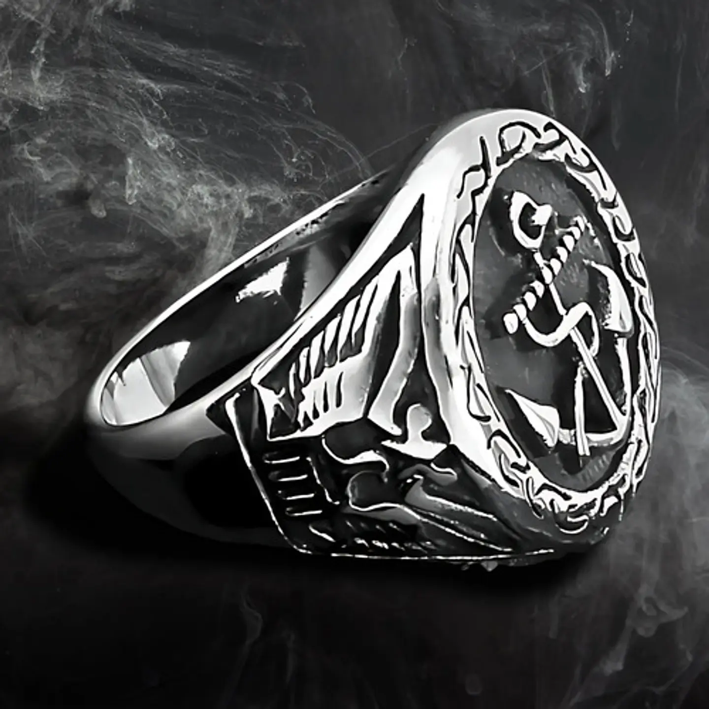 Anillo Acero Inoxidable Ancla Militar U.s Color Plata Hombre 7
