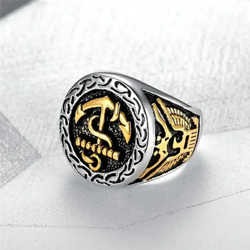 Anillo Acero Inoxidable Ancla Militar U.s Color Plata Hombre 20