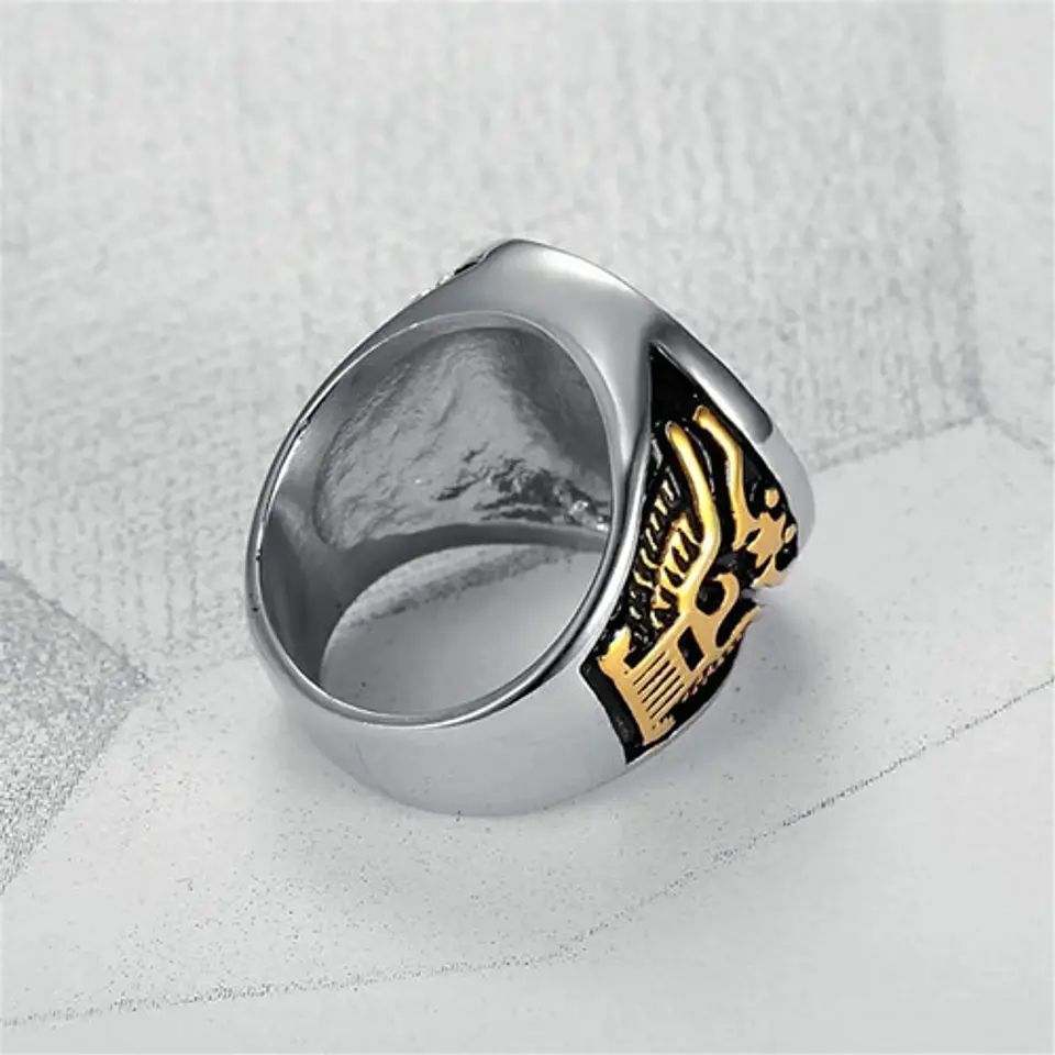 Anillo Acero Inoxidable Ancla Militar U.s Color Plata Hombre 21