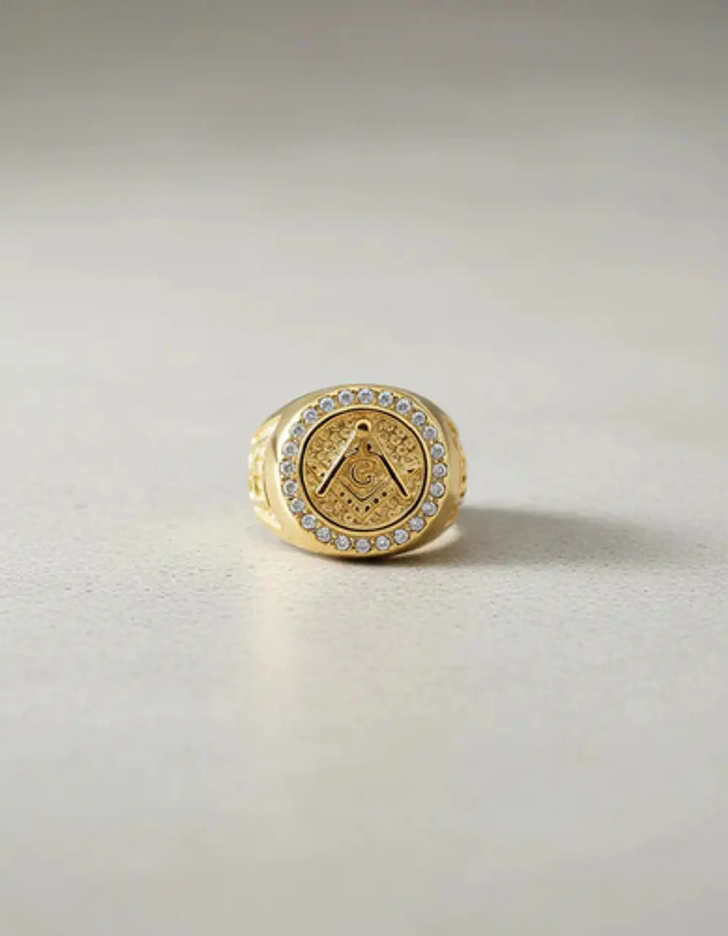 Anillo Acero Inoxidable Mason Masoneria Color Oro Hombre 7