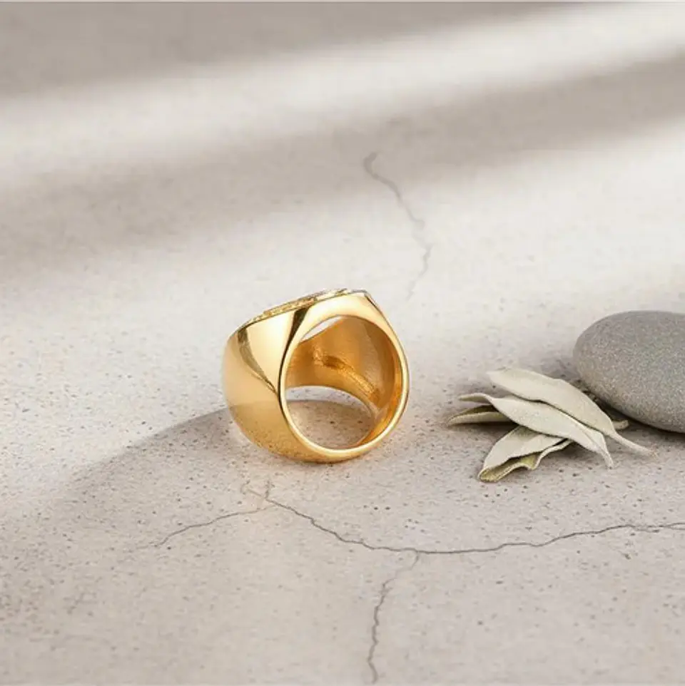 Anillo Acero Inoxidable Mason Masoneria Color Oro Hombre 8