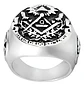 Anillo Para Hombre De Acero Color Plata Simbolo Mason Cráneo - Miniatura 2