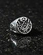 Anillo Para Hombre De Acero Color Plata Simbolo Mason Cráneo - Miniatura 8