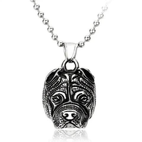 Collar Color Plata Pitbull Para Hombre