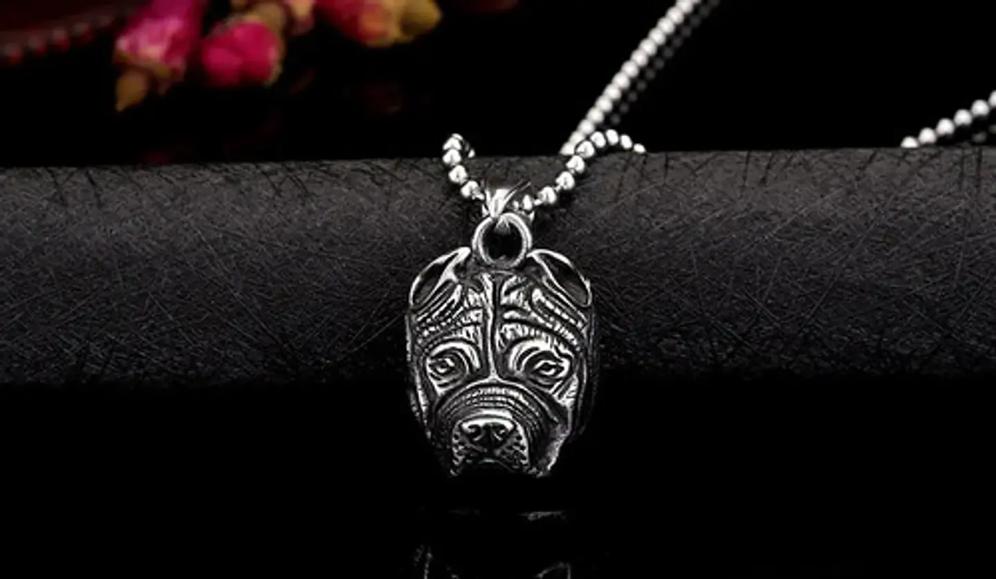 Collar Color Plata Pitbull Para Hombre 2