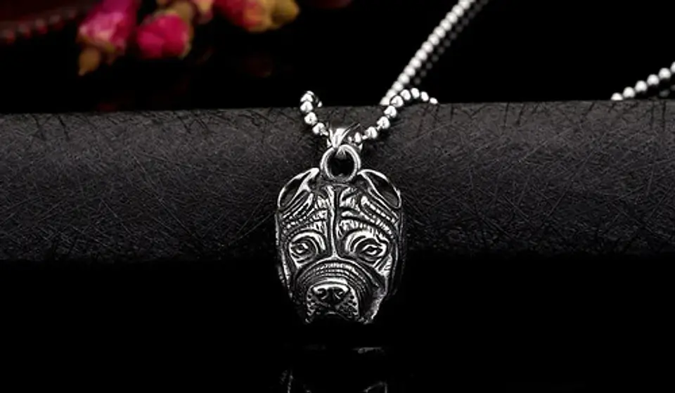 Collar Color Plata Pitbull Para Hombre 2