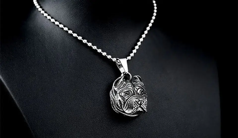 Collar Color Plata Pitbull Para Hombre 7