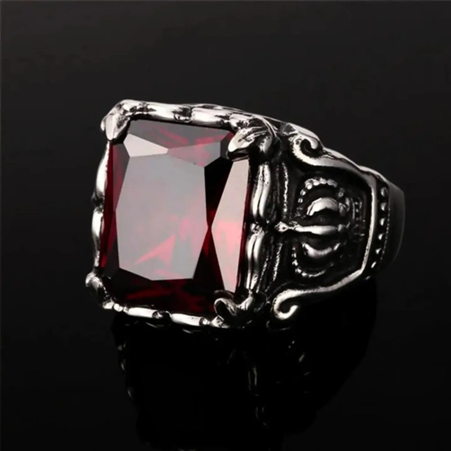 Anillo Corona Piedra Cz Color Plata Acero Inoxidable Hombre 8