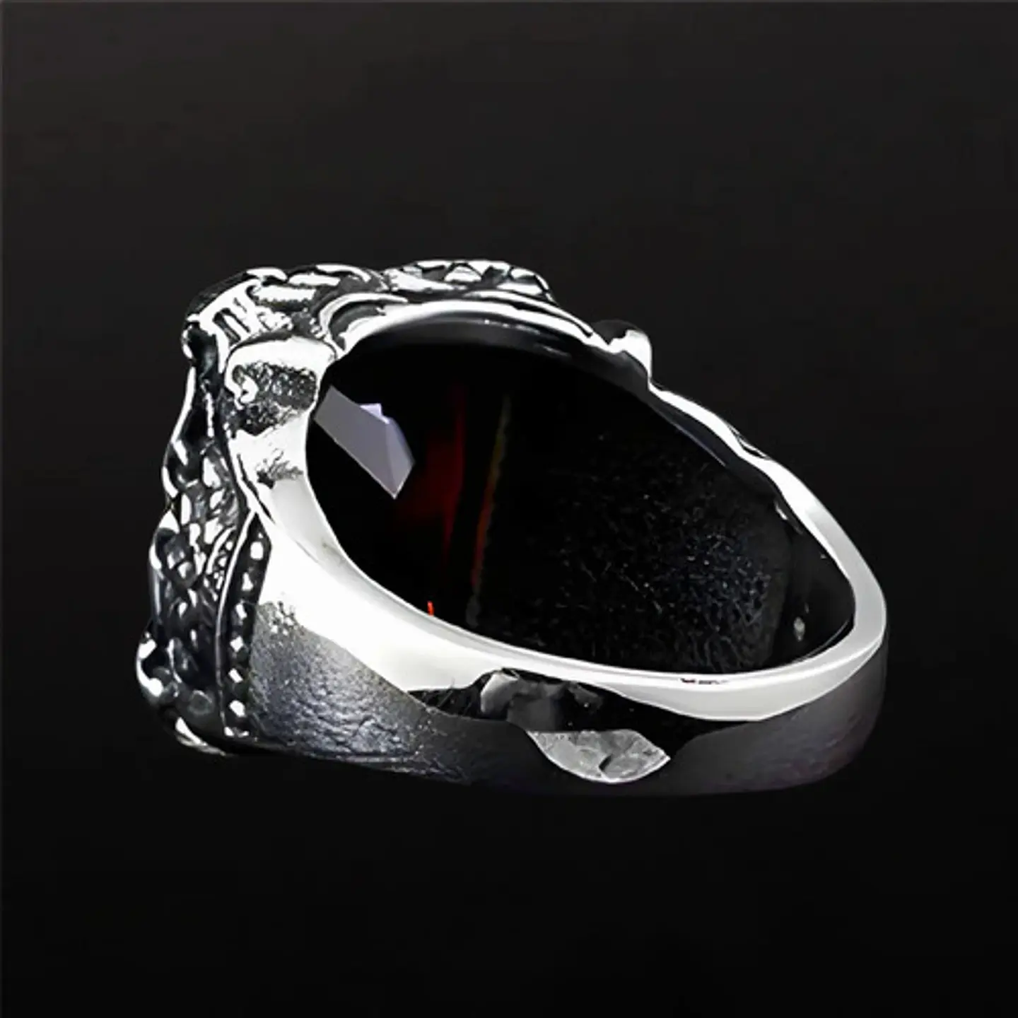 Anillo Corona Piedra Cz Color Plata Acero Inoxidable Hombre 9