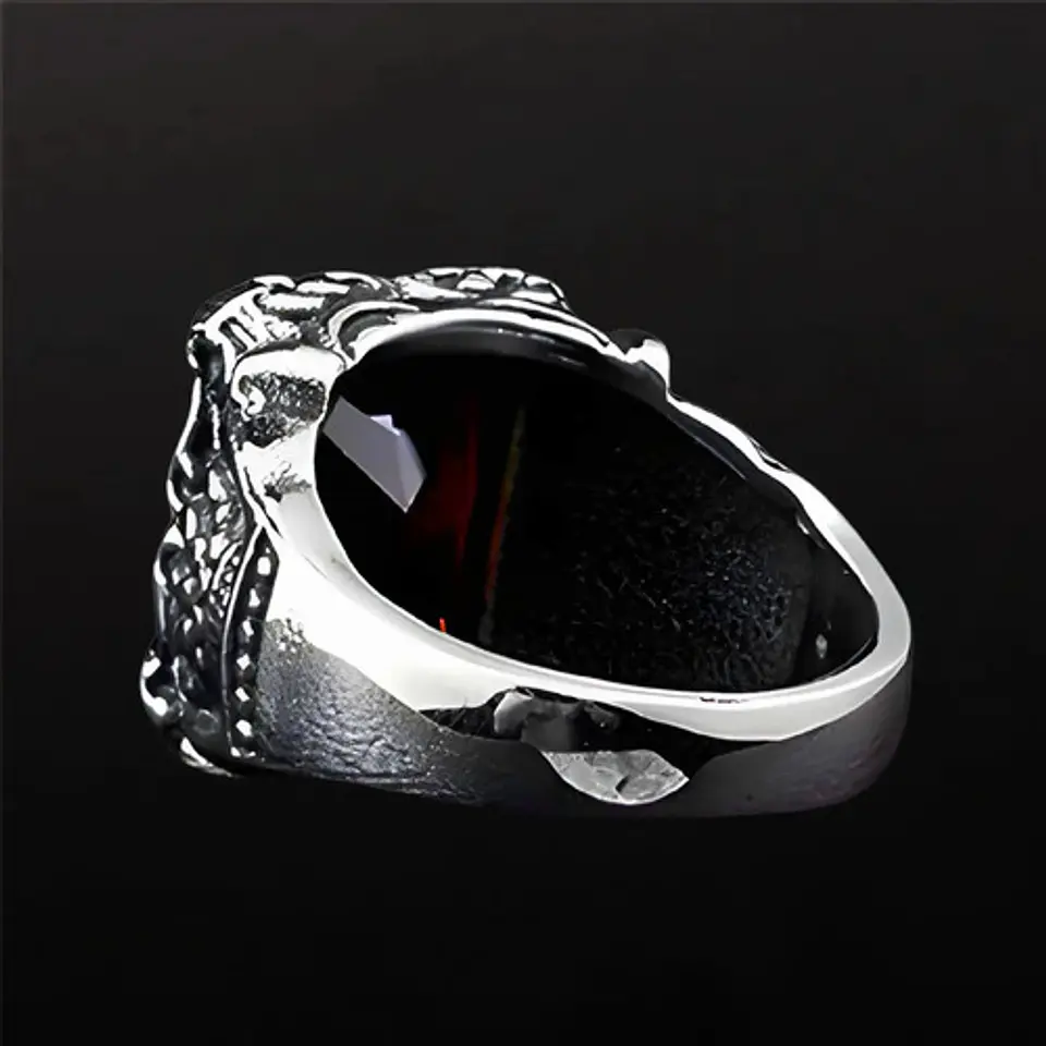 Anillo Corona Piedra Cz Color Plata Acero Inoxidable Hombre 17