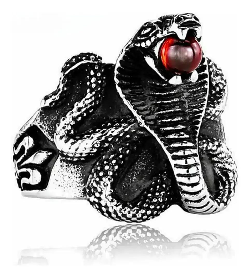 Anillo Acero Argolla Inoxidable Cobra Serpiente Para Hombre 3