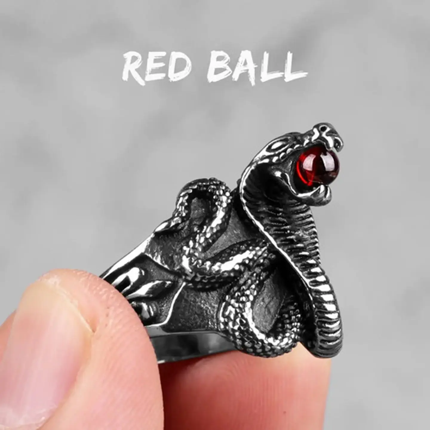 Anillo Acero Argolla Inoxidable Cobra Serpiente Para Hombre 5