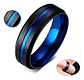 Anillo Argolla Acero Inoxidable Color Negro Azul Para Hombre - Miniatura 1