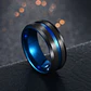 Anillo Argolla Acero Inoxidable Color Negro Azul Para Hombre - Miniatura 3