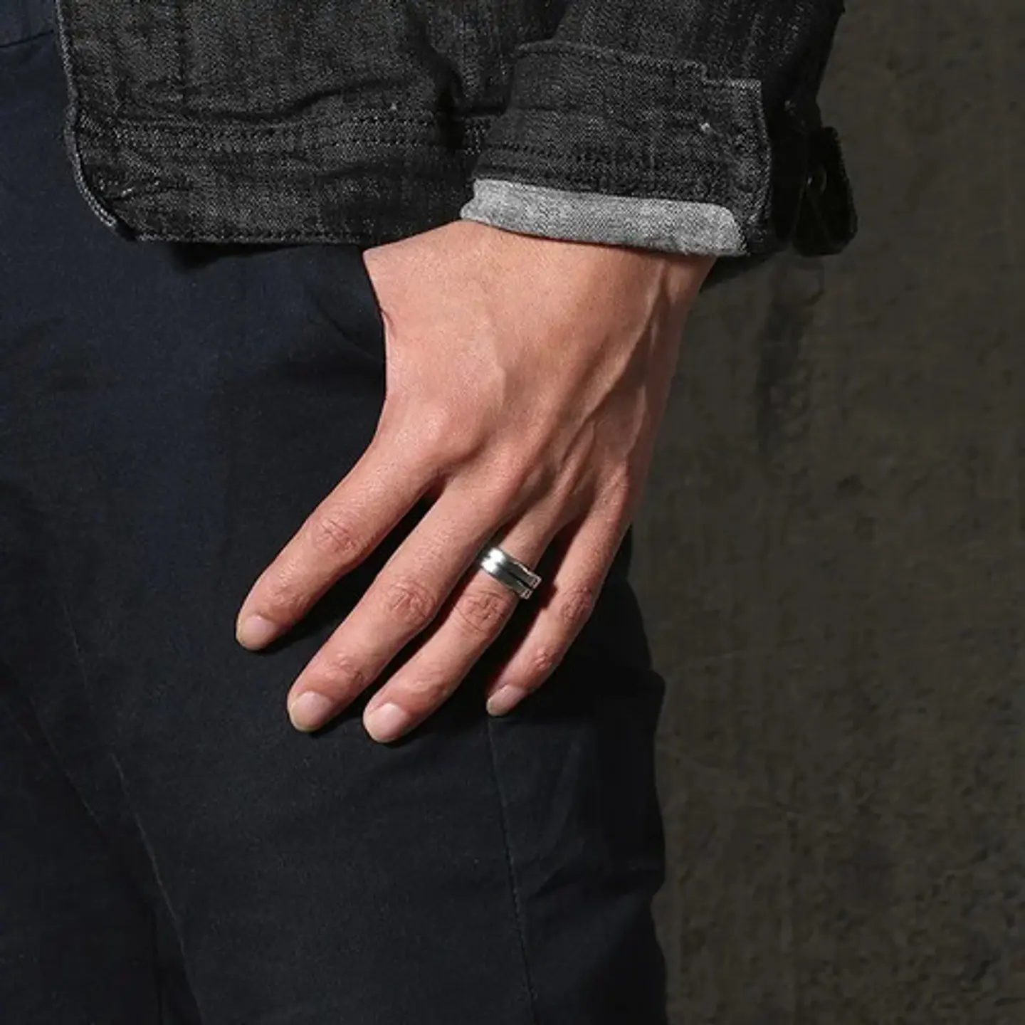 Anillo Argolla Acero Inoxidable Color Negro Azul Para Hombre 10