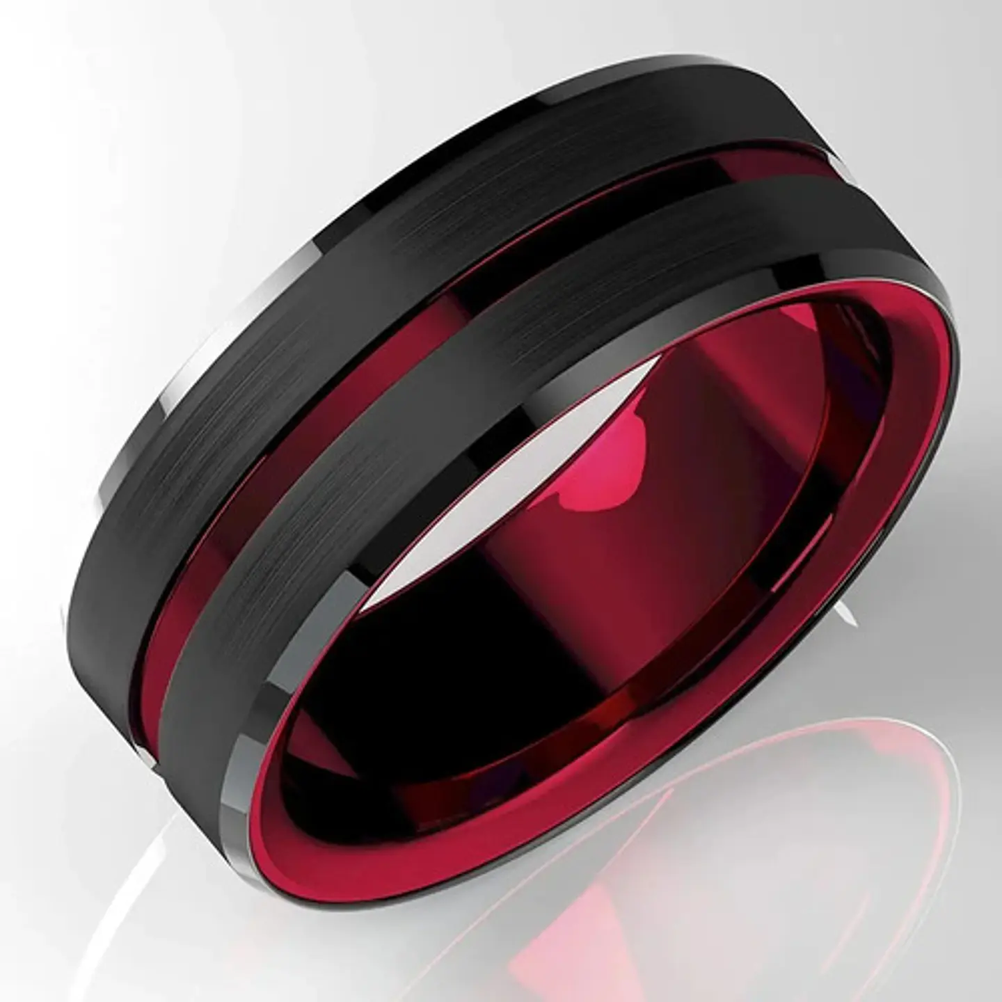 Anillo Argolla Acero Inoxidable Color Negro Azul Para Hombre 18