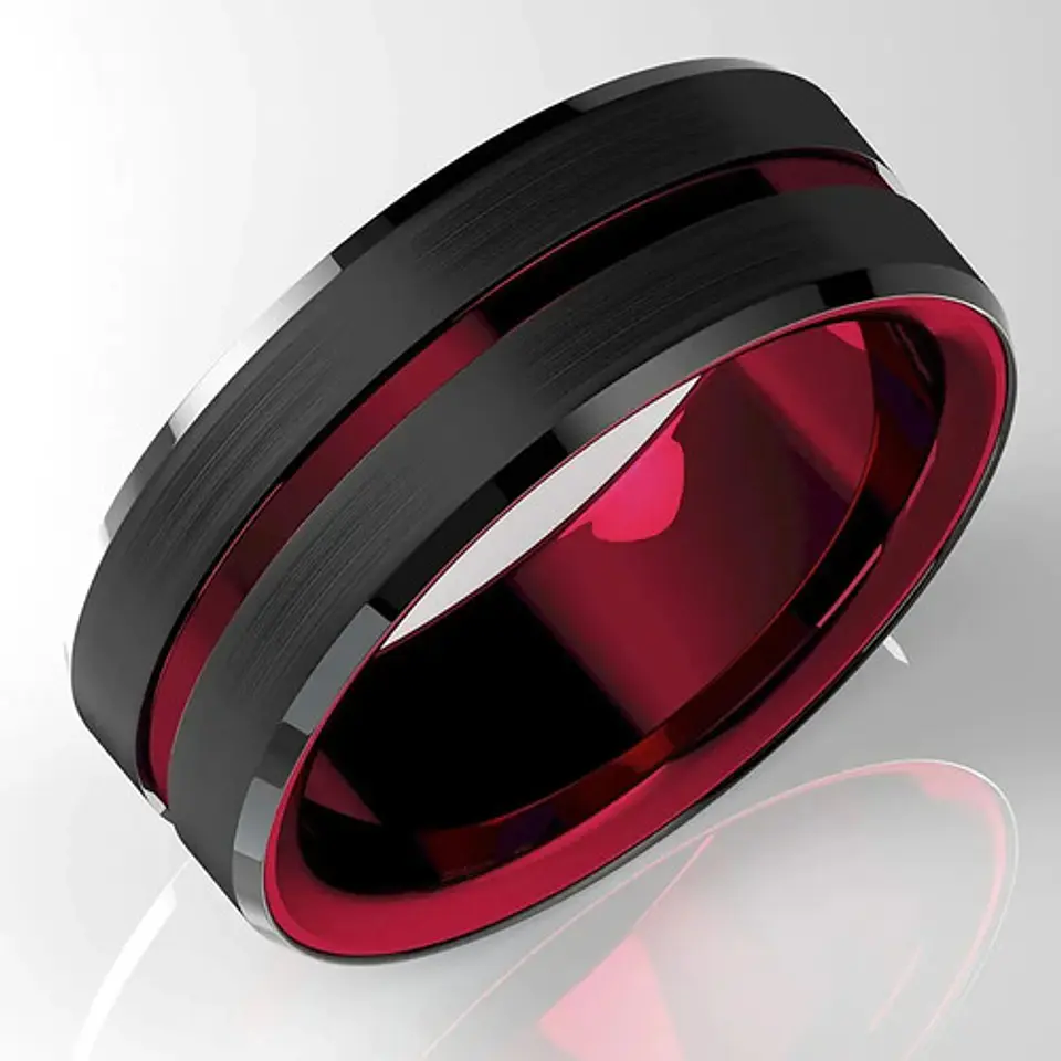 Anillo Argolla Acero Inoxidable Color Negro Azul Para Hombre 18