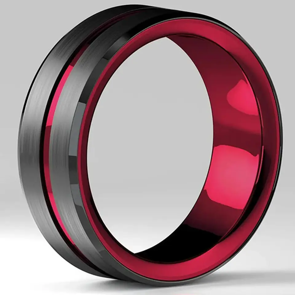 Anillo Argolla Acero Inoxidable Color Negro Azul Para Hombre 20