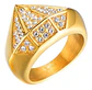 Anillo Hip Hop Acero Inoxidable Diamante Color Oro Hombre - Miniatura 1