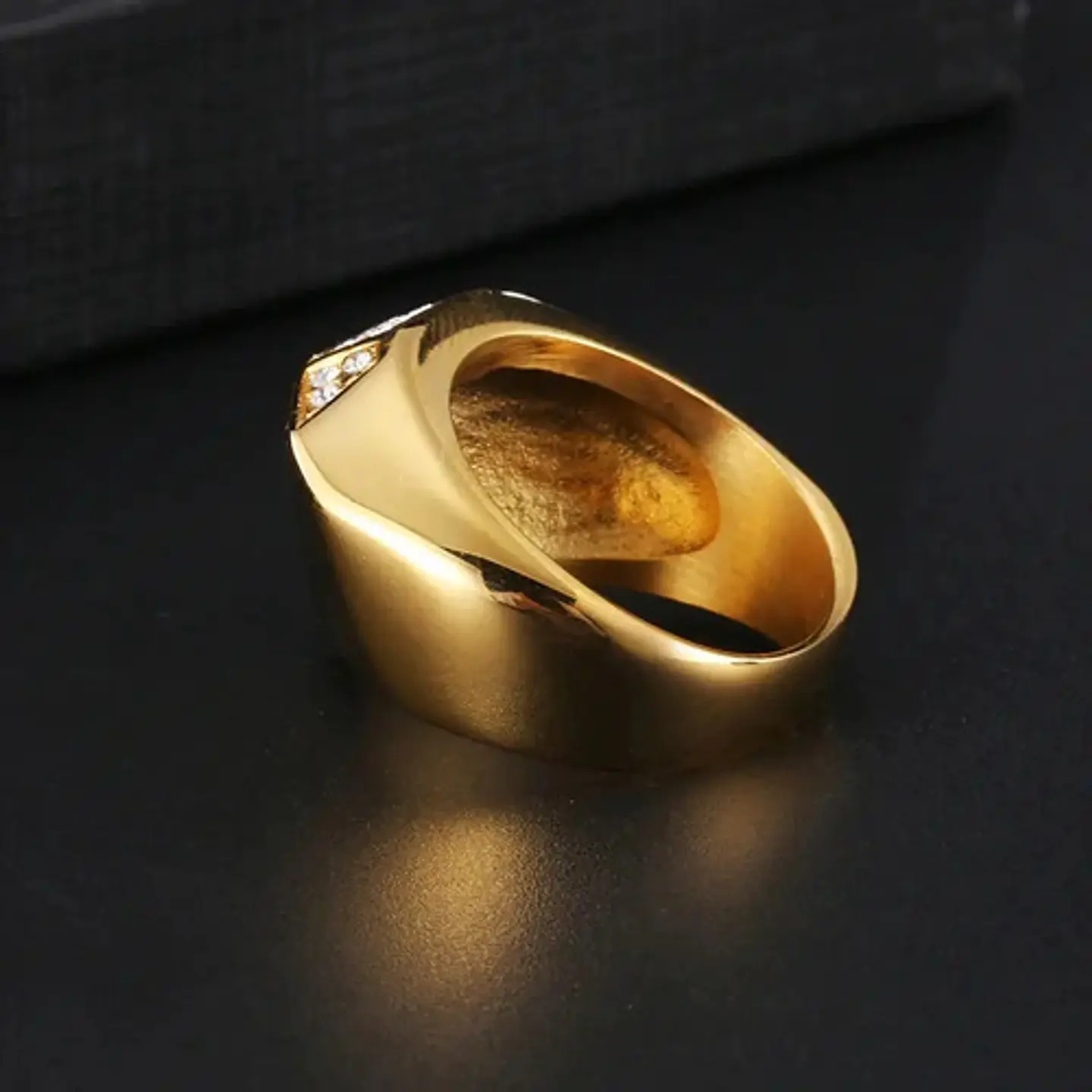 Anillo Hip Hop Acero Inoxidable Diamante Color Oro Hombre 5