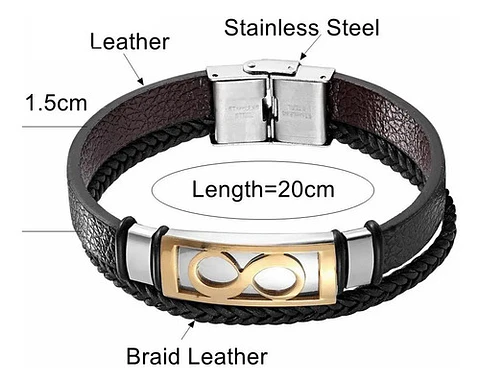 Pulsera Manilla Brazalete Infinito Acero Inoxidable Hombre