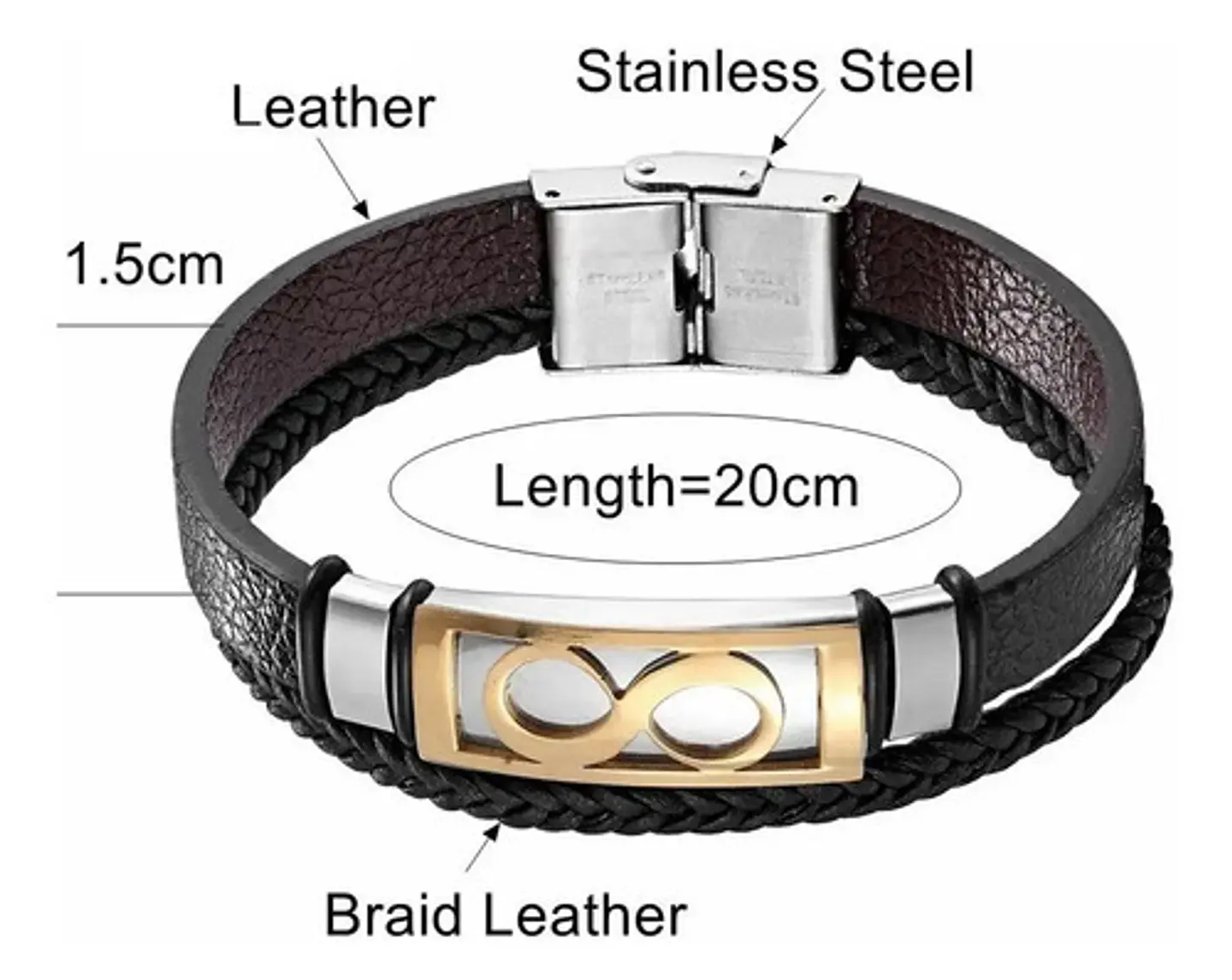 Pulsera Manilla Brazalete Infinito Acero Inoxidable Hombre 2