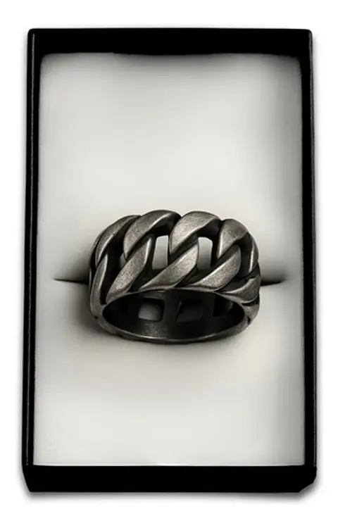 Anillo Para Hombres Forma De Cadena Biker Acero Color Plata