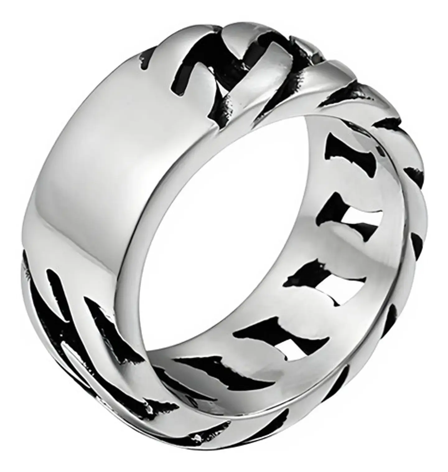 Anillo Para Hombres Forma De Cadena Biker Acero Color Plata 9