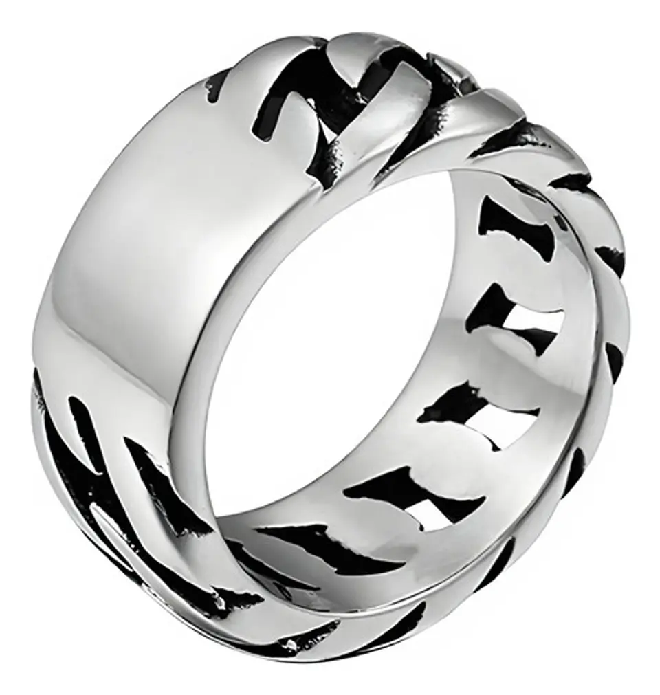 Anillo Para Hombres Forma De Cadena Biker Acero Color Plata 9