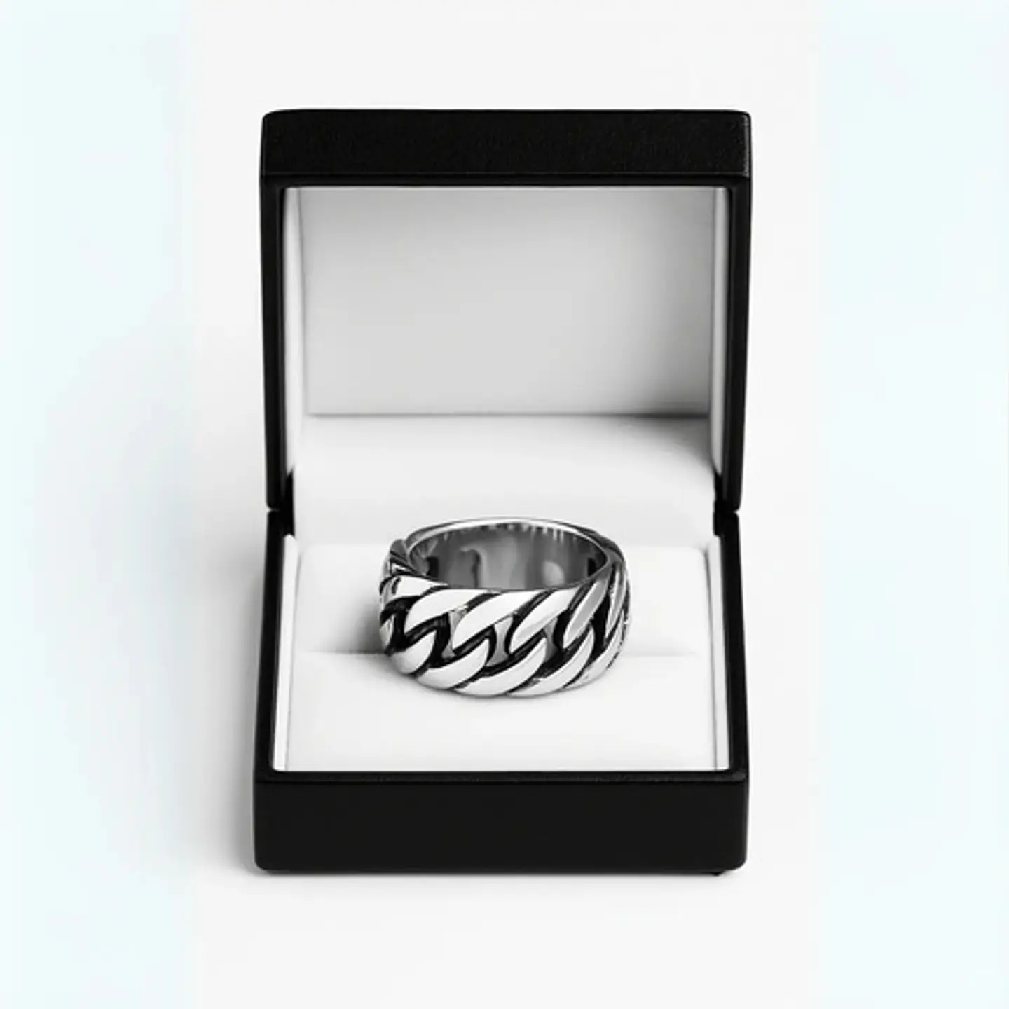 Anillo Para Hombres Forma De Cadena Biker Acero Color Plata 10