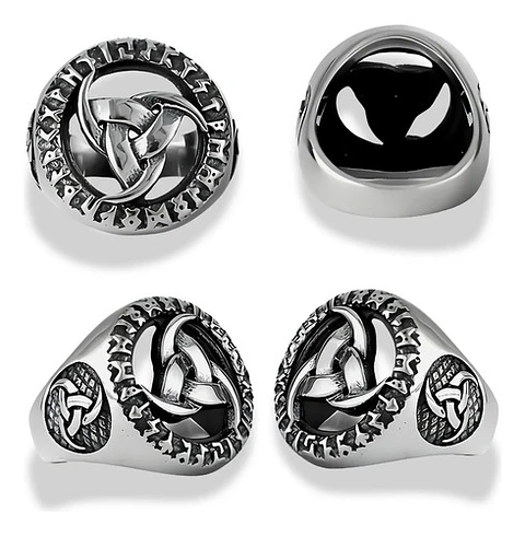 Anillo Vikingo Nórdico Celta Runa Acero Inoxidable Hombre