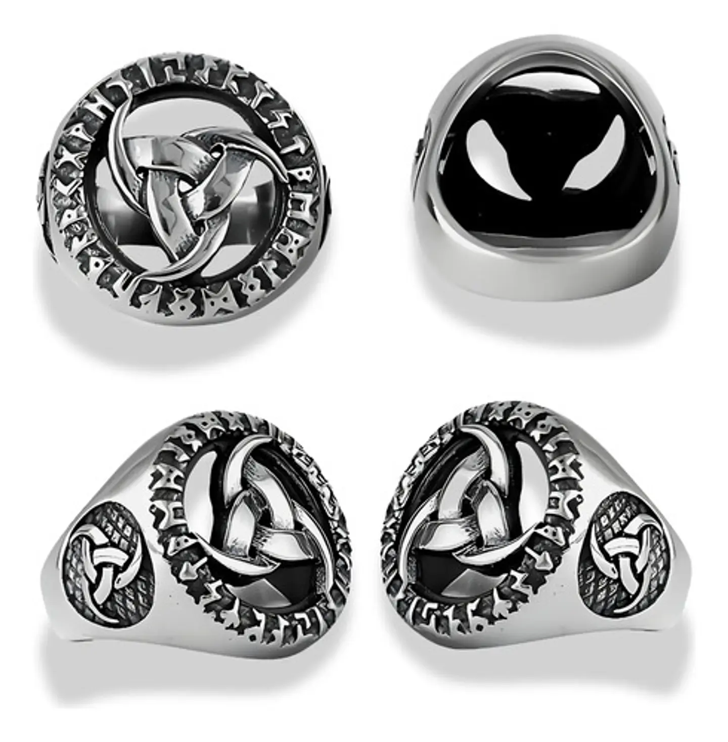 Anillo Vikingo Nórdico Celta Runa Acero Inoxidable Hombre 2