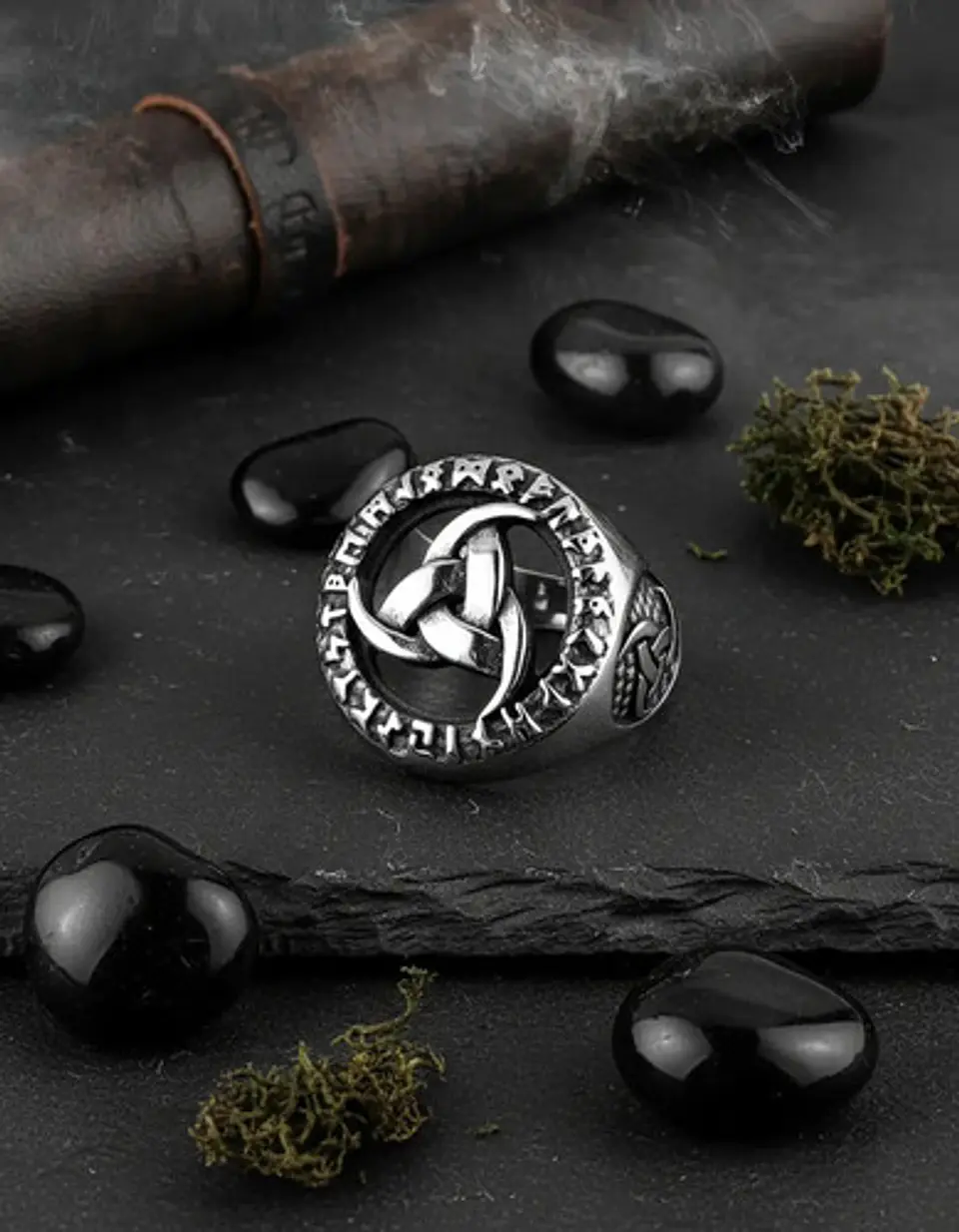 Anillo Vikingo Nórdico Celta Runa Acero Inoxidable Hombre 4